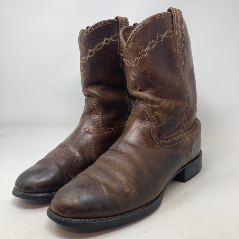 Ariat Mens Brown Leather Western Cowboy Boots Size 9 EE Extra Wide Shoes